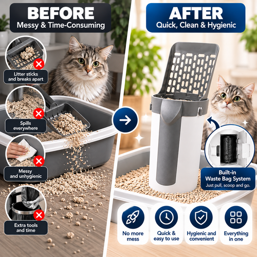 PawDefense™ 2-in-1 Cat Litter Scoop + 215 Waste Bags