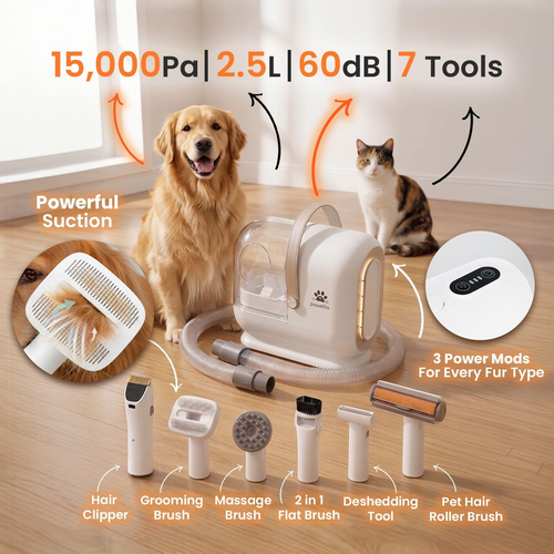 PawDefense™ 6-in-1 Pet Grooming Vacuum Kit
