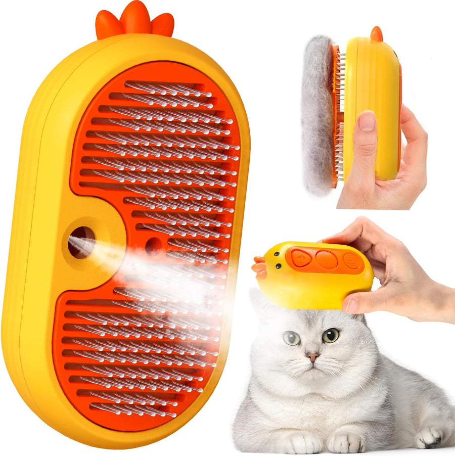 PawDefense™ Steamy Pet Brush - Neon Orange